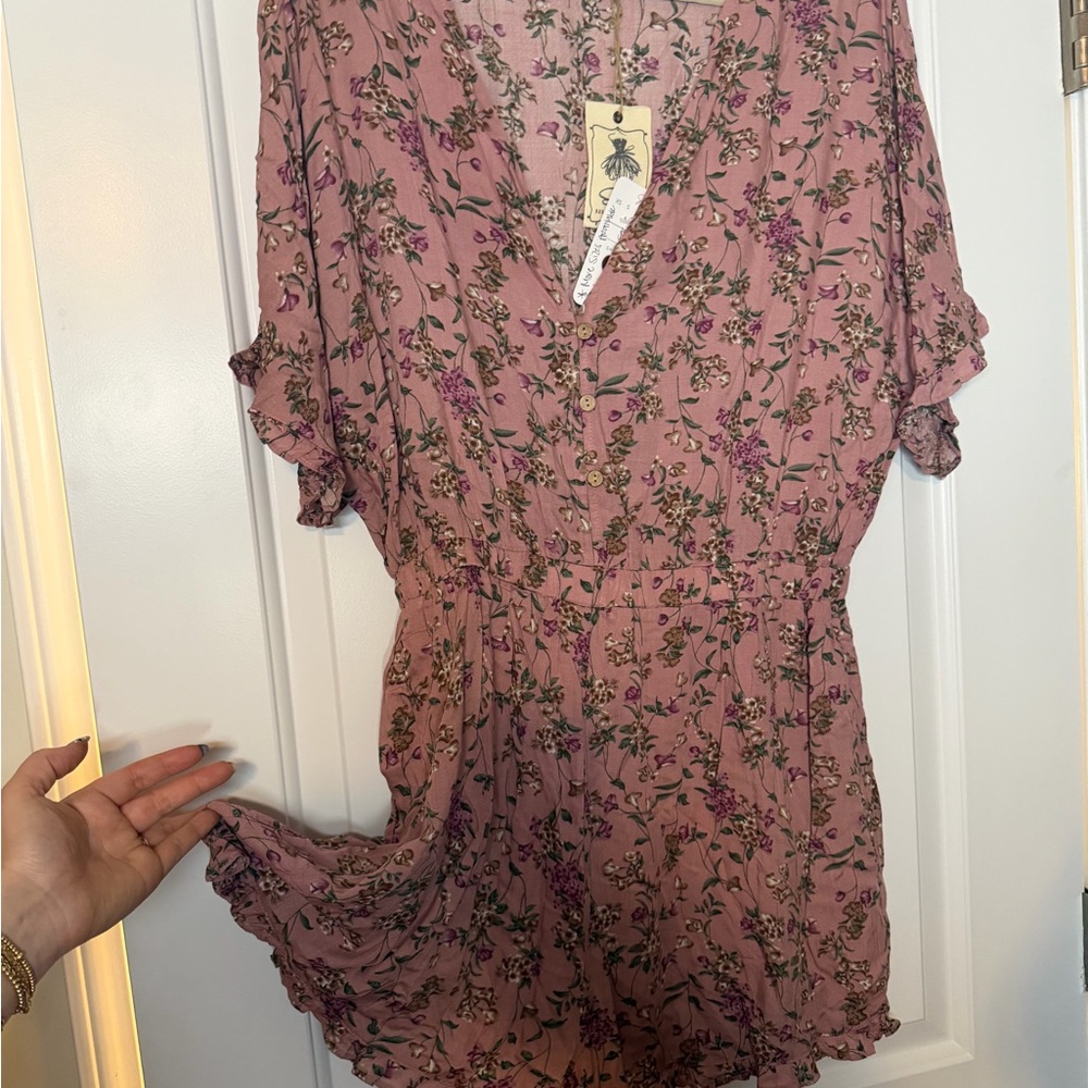 Easel Pink Floral Jumpsuit